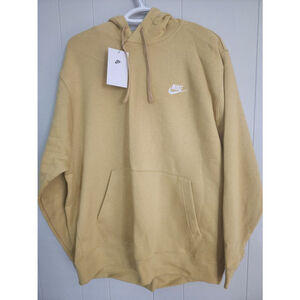 NIKE Sportswear Club Fleece Wheat Gold White Size XL NWT Pullover Hoodie